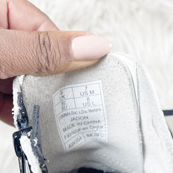 Dr.‎ Martens Women's White Jadon Platform Leather Combat Round Toe Boots Size 8 - Picture 7 of 10